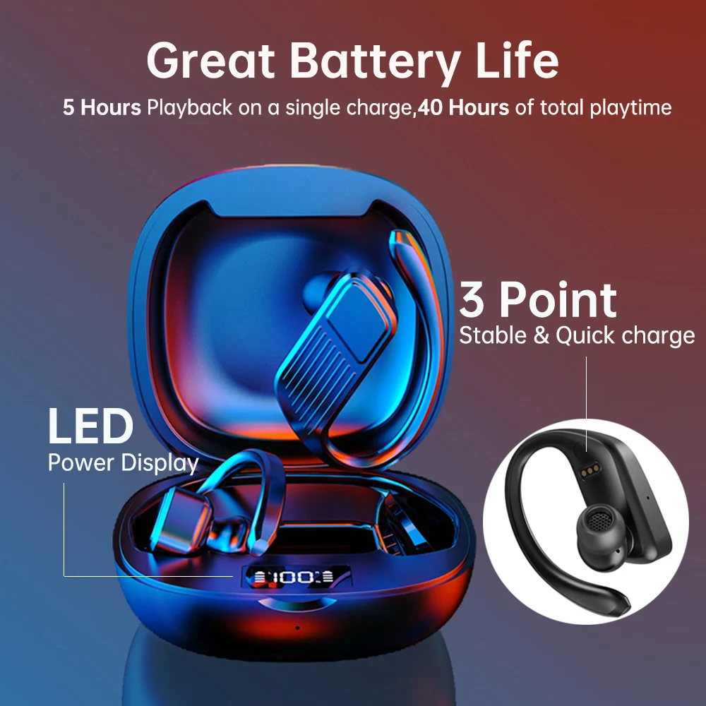 Arikasen наушники вкладыши TWS Bluetooth 40 часов бас True Беспроводной стерео спортивные