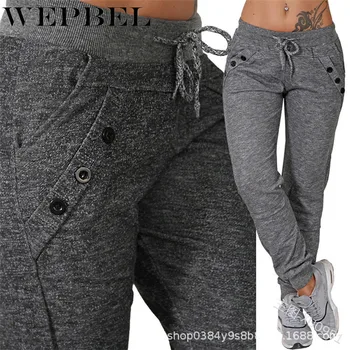 

WEPBEL Women Jogger Pants Ladies Pencil Long Pants Female Clothing Casual Loose Drawstring Sweatpants Sports Soft Harem Trousers