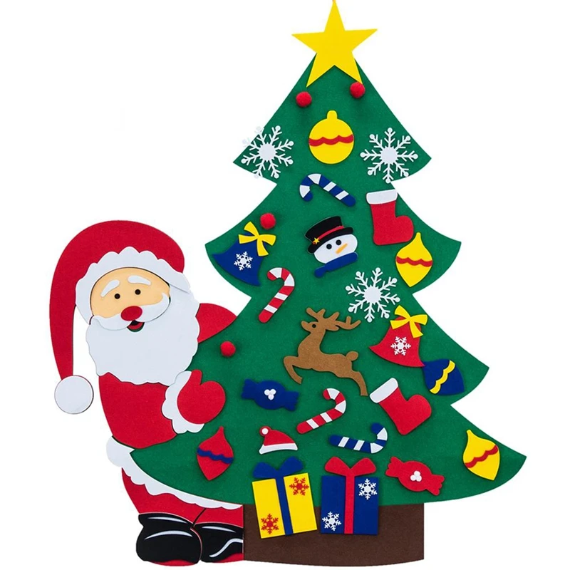

DIY Felt Christmas Tree with 38PCS Ornament Kid Toy New Year Xmas Gifts Artificial Christmas Tree Wall Hanging Home Decoration