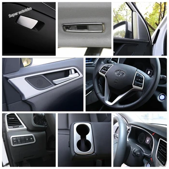 

Yimaautotrims Matte Interior Refit Kit Pillar A / Head Lamps / Door Bowl / Dashbaord Cover Trim For Hyundai Tucson 2016 - 2020