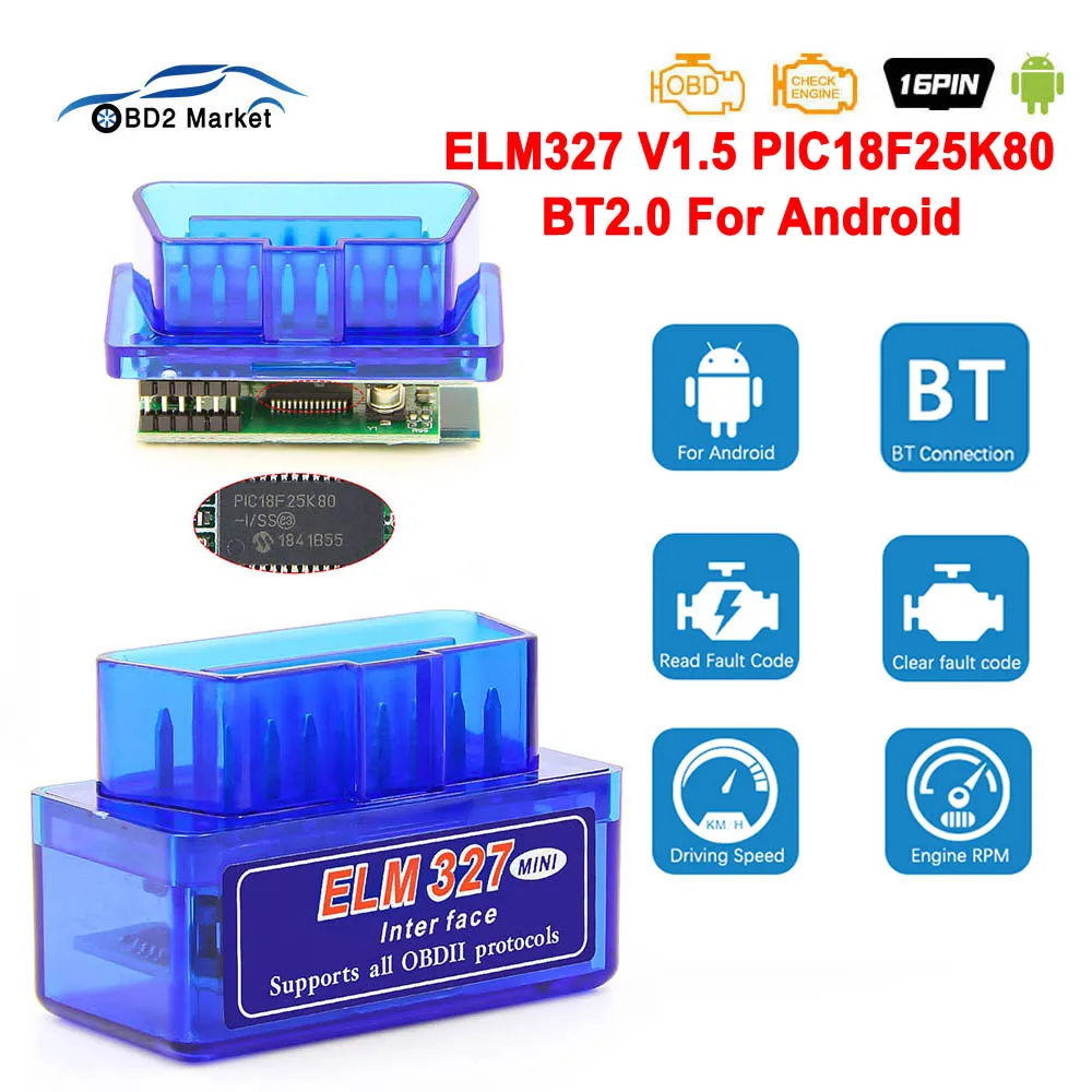 

elm327 V1.5 obd2 scanner for car 2PCB PIC18F25K80 V 1.5 OBD2 Bluetooth-compatible ELM 327 obd 2 Auto Diagnostic Tool