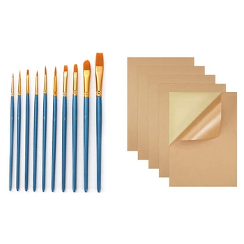 

1 Set Paint Brush Set, 6 Packs / 60 Pcs Nylon Hair Brushes & 200 Sheets / Batch A4 Size Blank Kraft Paper Sticker Paper