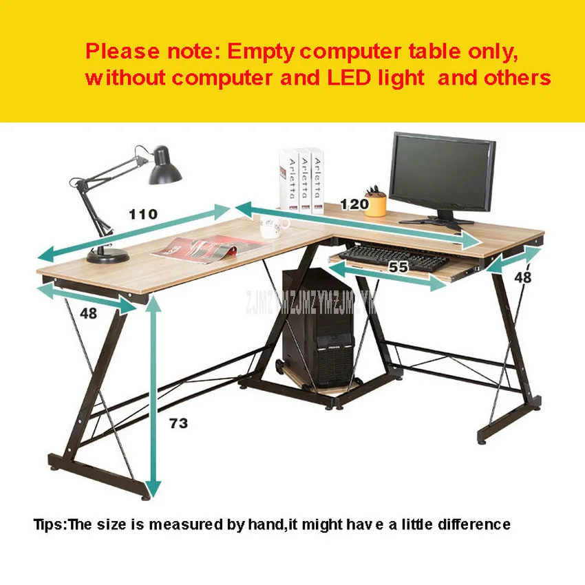  L-Shape Office Writing Desk Corner Computer Desk Wood Right-angle PC Laptop Table Home Furniture Ga