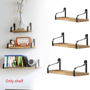 

3pcs Kitchen Decorative Display Rustic Wood Home Living Room Wall Mounted Bedroom Organizer Floating Shelves Set Durable Office