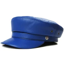 2019 new Navy cap female Korean version of the wild tide leather flat cap Spring and autumn England sheepskin retro thin beret
