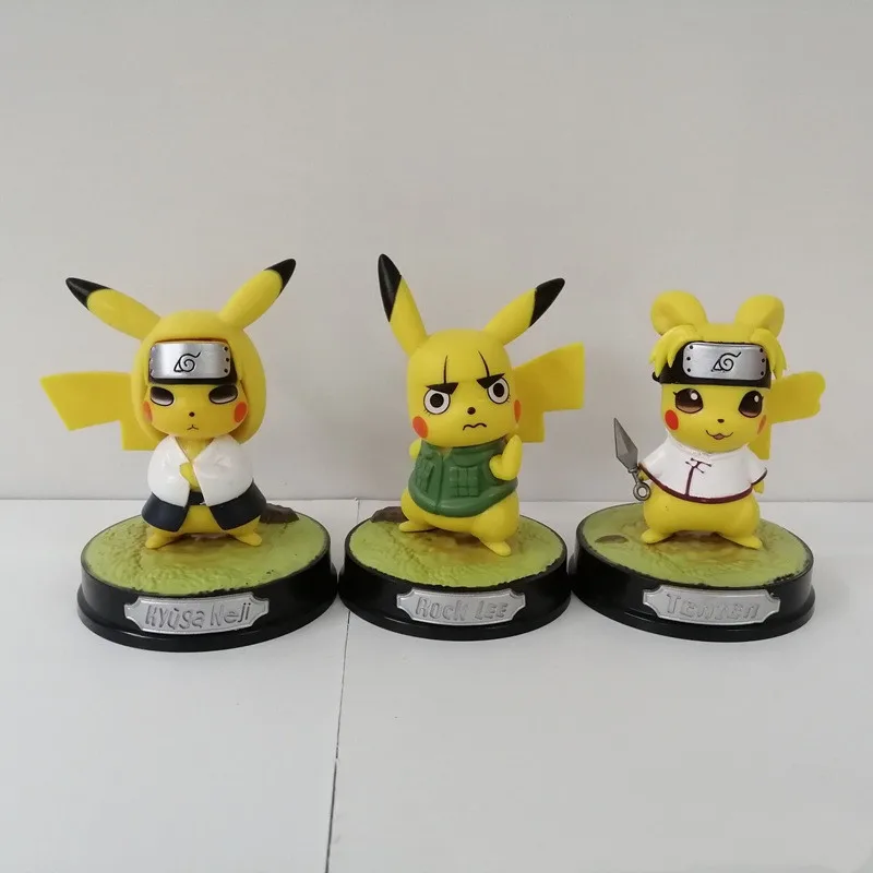 TAKARA TOMY Pokemon Pikachu Anime Figure Rock Lee Tenten Hyuga Neji Cosplay Naruto PVC Toy Pocket Monster Shippuden Action Figma
