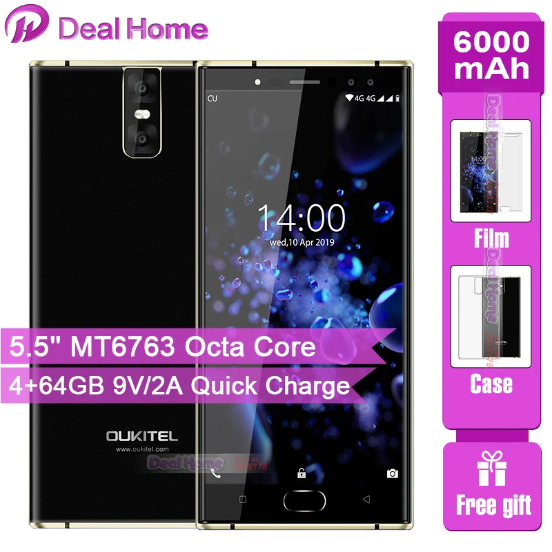  OUKITEL K3 Pro 4GB+64GB Smartphone Android 9.0 Pie MT6763 Octa Core 5.5