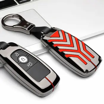 

Remote Key Case Fob Covers Striped Red Styling For Ford Edge Fusion Mustang F150 Explorer Metal Keys Cases Car