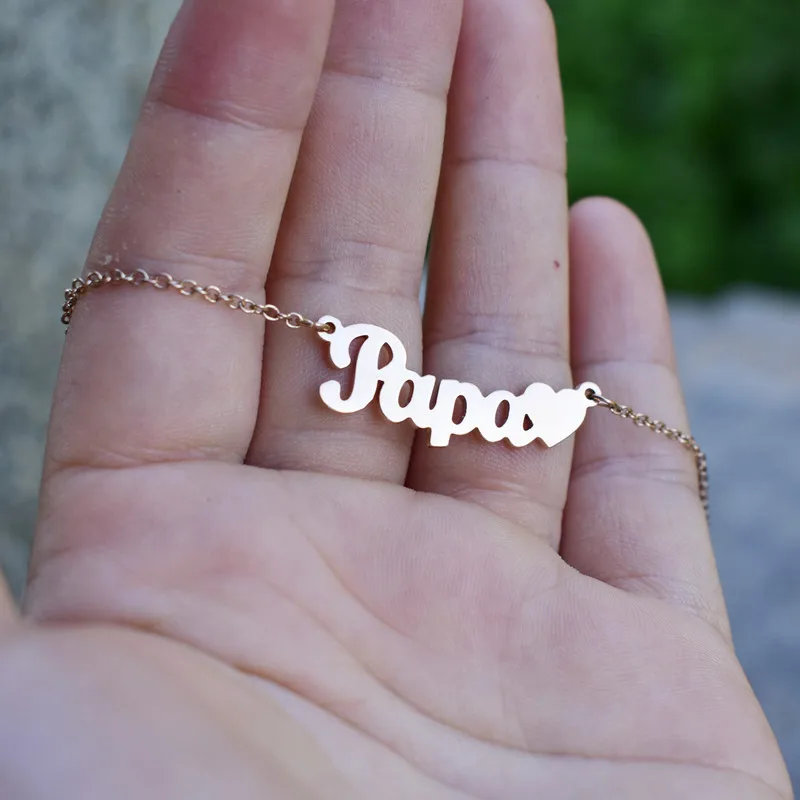 Papa Stainless Steel Letter Necklace 