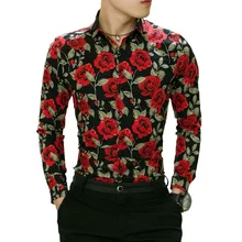 Spring Floral Print Shirt for Men New Fashion Long Sleeve Flower Mens Shirts Male Slim Flower Casual Men Shirt Spring Floral Print Shirt for Men New Fashion Long Sleeve Flower Mens Shirts Male Slim Flower Casual Men Shirt