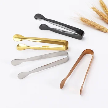 4pcs/Set 304 Stainless Steel Small Food Tongs Colorful Titanium Sugar Clips Candy Tweezers  11CM Ice Clamps Kitchen Bar Tools