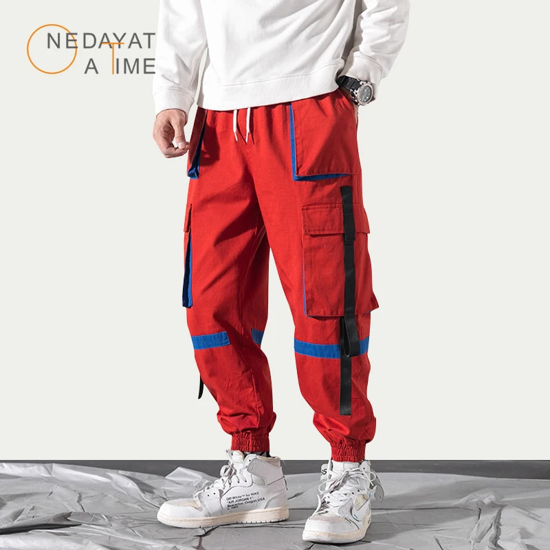 

Tide Brand Pants Men Block Hit Color Pocket Track Pants Male Fashion Trouser Elastic Waist Hip Hop Joggers Sweatpants Streetwear