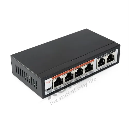 Hompur 6 портов 100 Мбит/с PoE коммутатор с 4 PoE портами и 2 Uplink Ethernet IEEE 802.3af/at