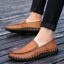 Мужская прогулочная обувь из натуральной кожи; сезон весна-лето; мужская повседневная обувь без шнуровки; Мужская модная удобная обувь высокого качества; большие размеры 38-46