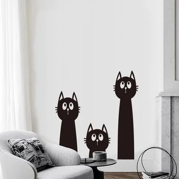 

Children Room Decoration Animals Three Black Cats Wall Sticker Living Room Sofa Background Wall Sticker Cartoon Set 6pcs PVC