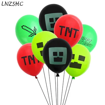 

Worlds Game Balloons Happy Birthday Pixelated Red Latex Baloon Baby Shower Decorations Toys For Kids Gift 12inch 10Pcs