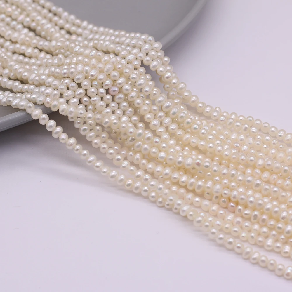 

Natural Freshwater Pearl Near Round Beads Punch Loose Pearls For DIY Charm Bracelet Necklace Jewelry Accessories Making 3-3.5mm