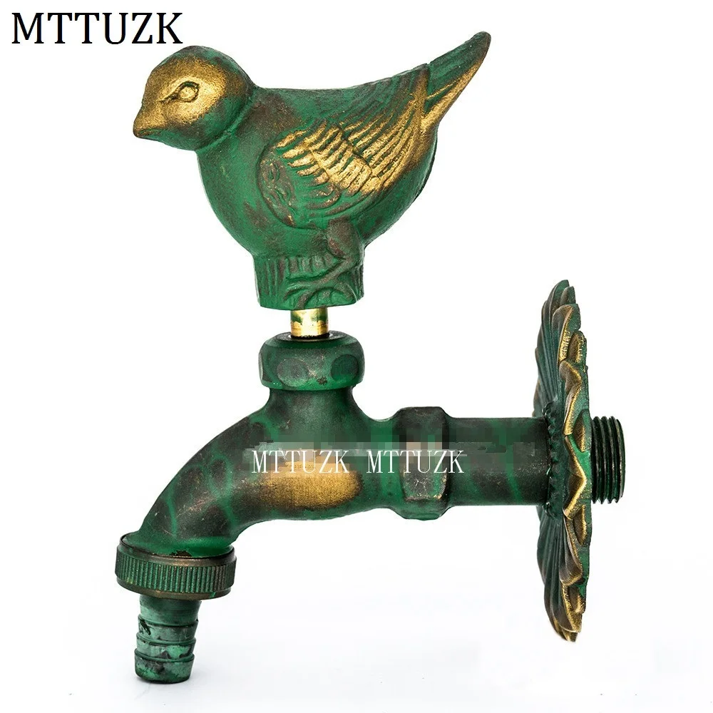 Уличный садовый кран MTTUZK в форме животного Античный Твердый латунный с птицами