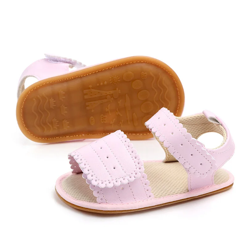 Детские сандалии из искусственной кожи; летняя обувь для малышей; сандалии для девочек с мягкой нескользящей подошвой и бантом; сандалии для новорожденных