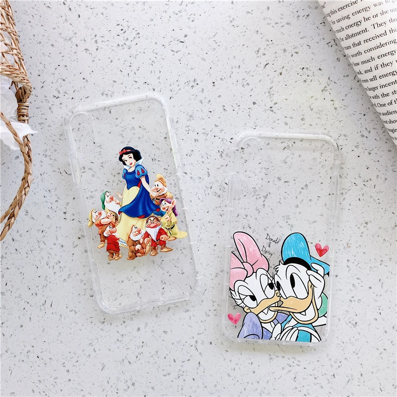 Cartoon Daisy Donald Duck Phone Case for iphone xs xr max Couple Cover Princess Dwarfs Soft Clear Coque 10 6s 7 8Plus |