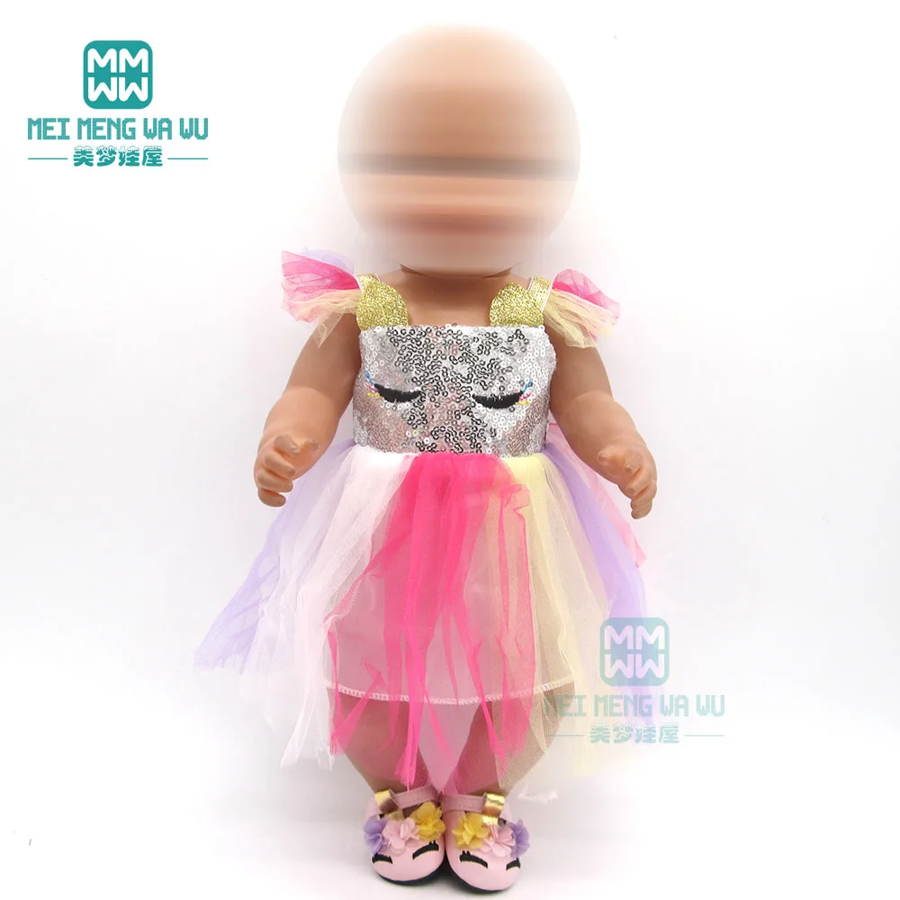 Кукла Одежда для 43 см игрушка новорожденная кукла 18 дюймов американская кукла наше поколение милый Единорог Платье С Блестками