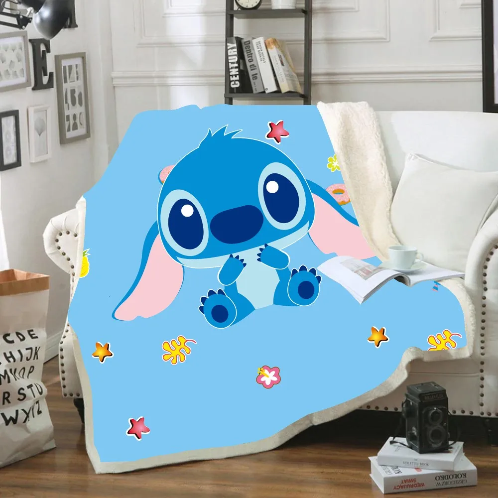 

Disney Cartoon Lilo & Stitch Fleece Blanket Plush 3D Printed for Adults Sofa Sherpa Fleece Bedspread Wrap Throw Blanket gifts