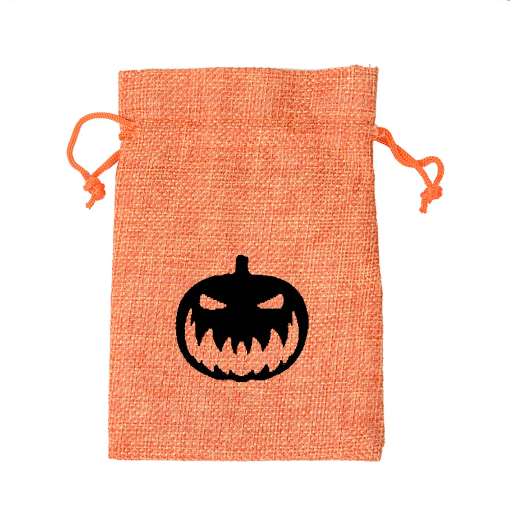 50pcs/lot Wholesale 10x14cm Pumpkin Drawstring Bags Children's Festival Candy Gift Bag Orange Storage Bags For Halloween Party