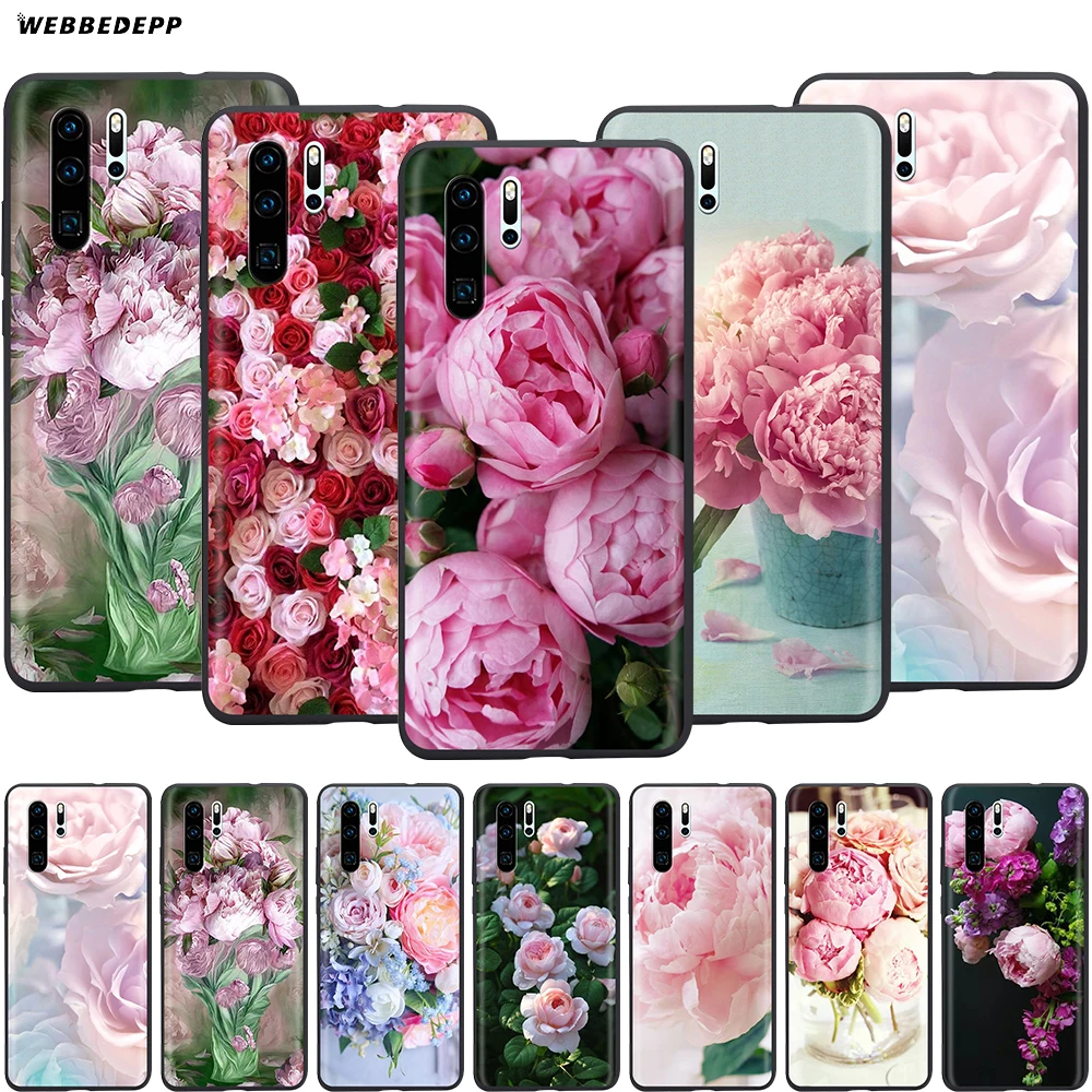 Webbedepp розовый цветок пиона ваза чехол для Huawei Mate 10 20 30 Nova 2i 2 3 3i 4 5i Y5 Y6 Y7 Y9 Pro Lite