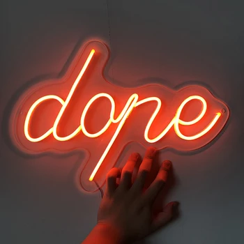 

Custom personalized dope neon sign 12V Transparen acrylic white light 3D flex led light home Ins wall decor