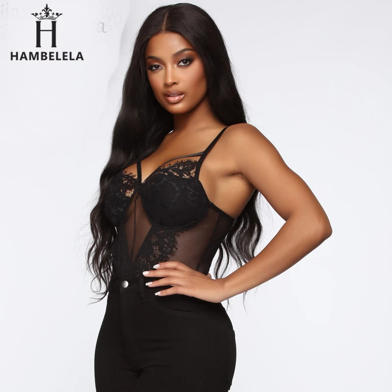HAMBELELA Sexy Lace Bodysuit Romper Women Spaghetti Strap Transparent Slim Nightclub Jumpsuit Backless Lace Party Overalls (6)