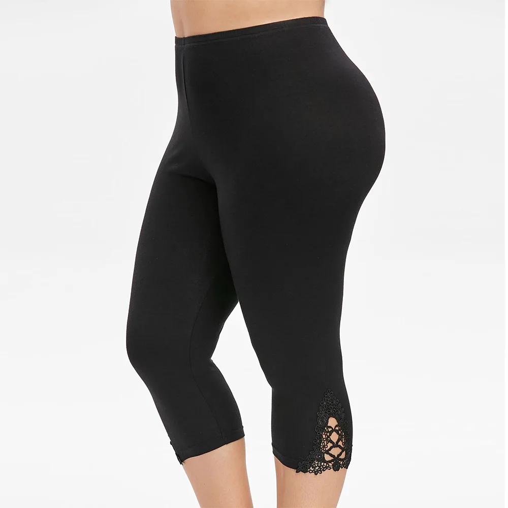 Женские брюки с высокой посадкой ROSEGAL леггинсы кружевной отделкой большие