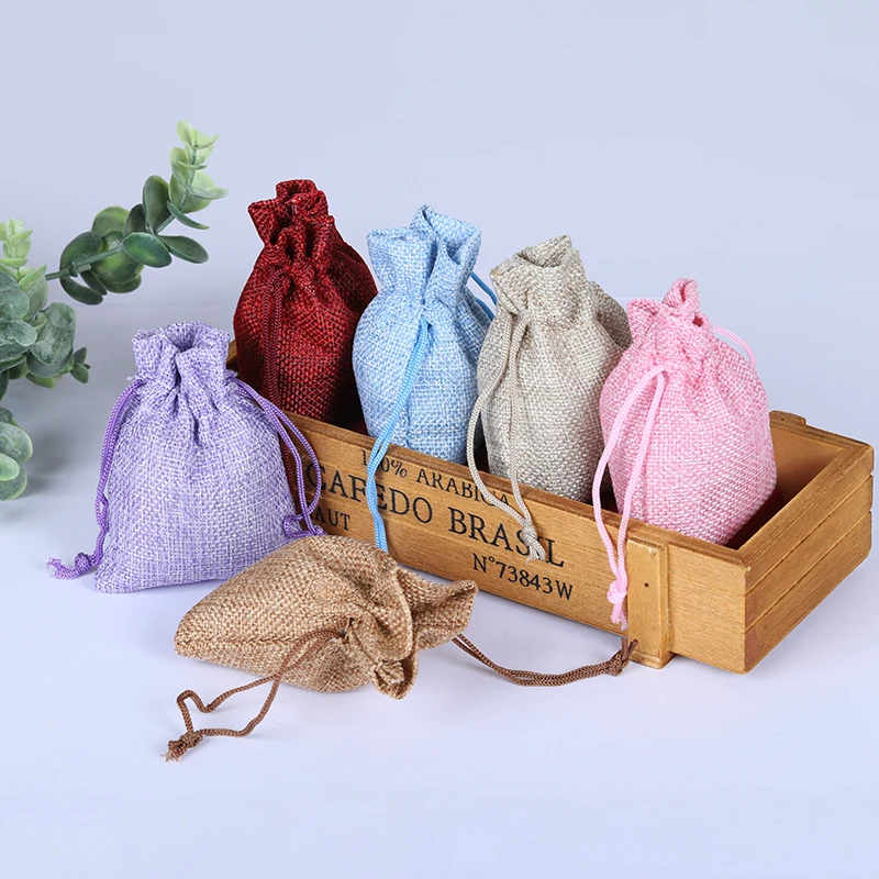 

10Pcs Drawstring Bags Hemp Cord Twine String Jewelry Making Jewelry Display Wedding party Pouches Chritmas Burlap Packing Pouch