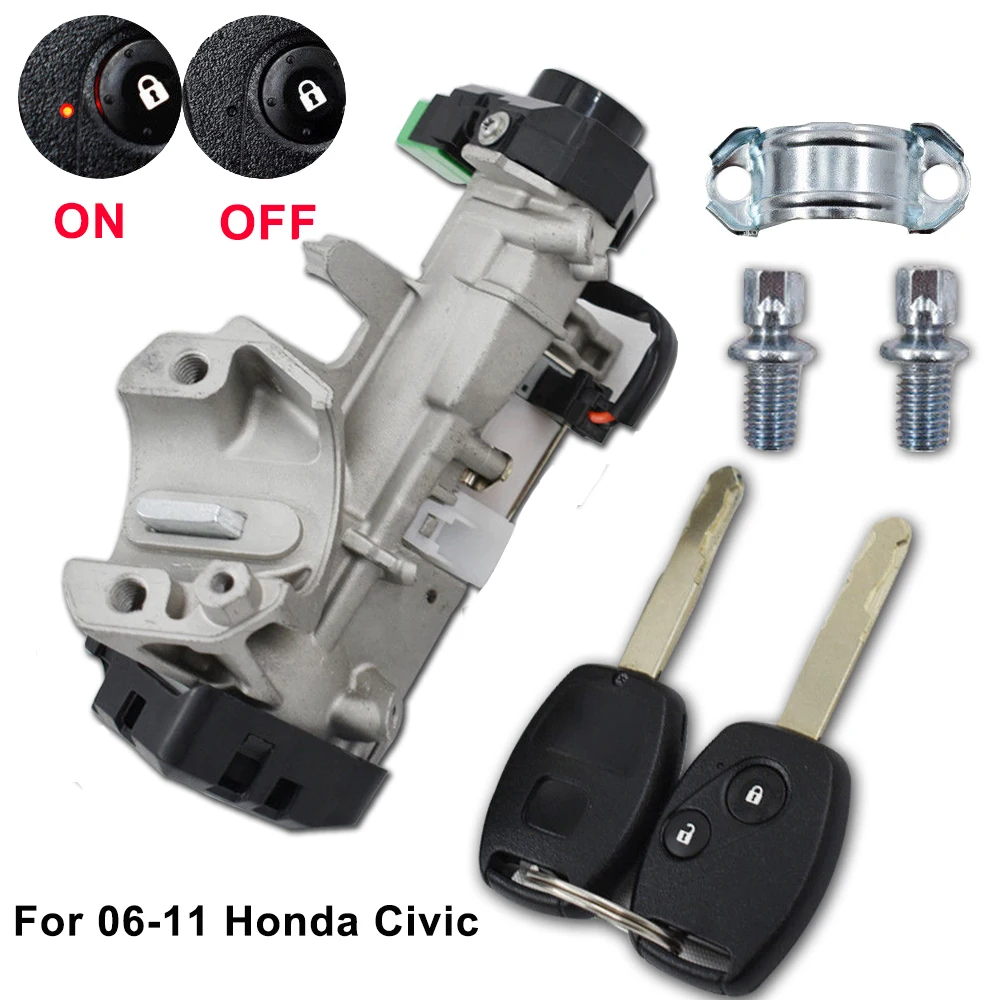 Ignition Switch Cylinder Lock w/ 2 Keys for Civic 2003-2005 Auto Transmission 4-Door 