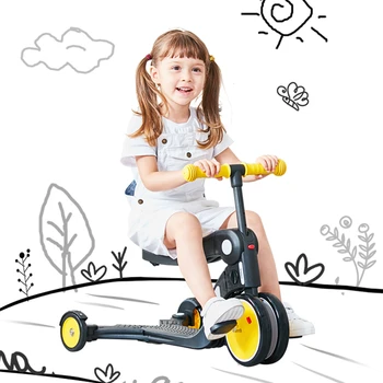 

Three-in-One Children's Skateboard Car 2-7 Years Old Baby Balance Car Child Three-Wheeled Bicycle Stroller