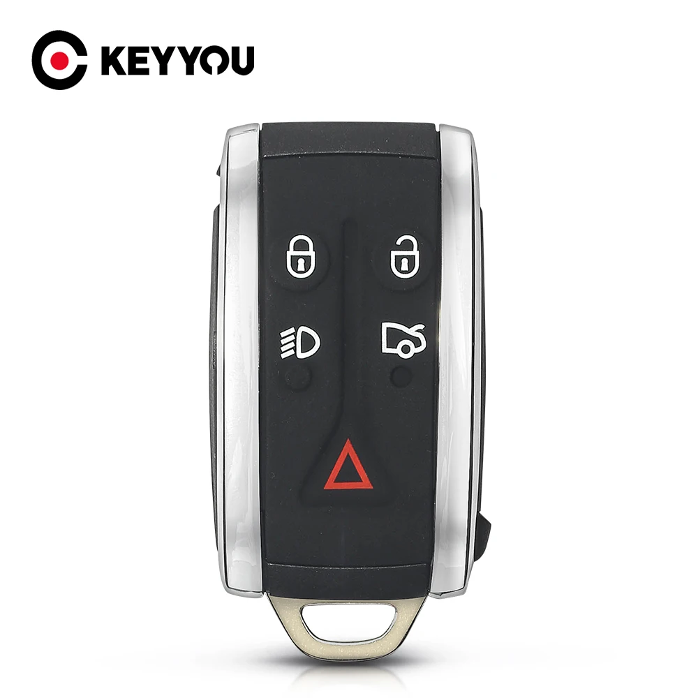 

KEYYOU Key Fob Shell 5 Buttons For Jaguar X XF XK XKR 2007 2008 2009 2010 New Remote Smart Prox Case Housing + Blade Replacement