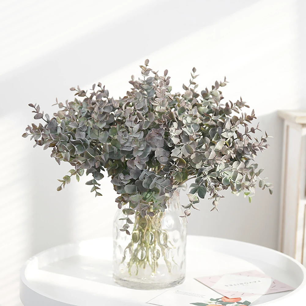 

1PC Artificial Leaves Branch Retro Green Silk Eucalyptus Leaf for Home Decor Wedding Plants Faux Film Money Leaves Decorations