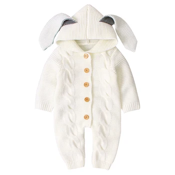 

2019 Baby Spring Autumn Clothing Newborn Infant Kids Baby Girl solid Hooded Long Sleeve Romper Jumpsuit Playsuit Button Outfit