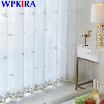

Embroidery Crown Tulle Curtain For Living Room Balcony Volie Sheer Curtain Bedroom Kitchen Modern Window Treatment X-M254#30