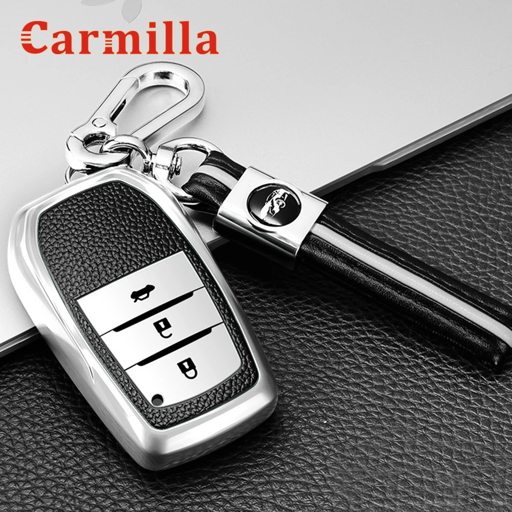 TrueHapp Genuine Pure Leather Car Key Cover Smart Key Case Metal Hook (Push  Button Start Models Only) For Car Remote Key Fob (HEART_TAN) Key Chain