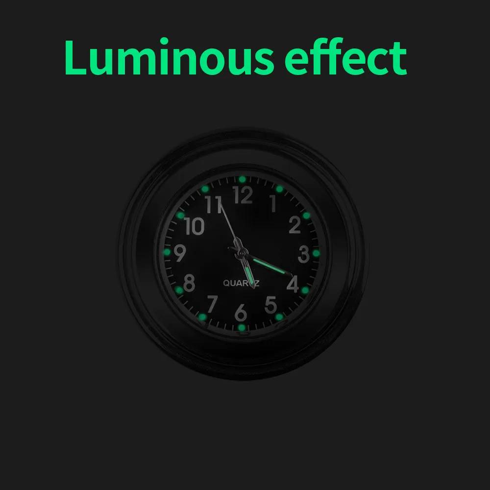 Motorcycle Handlebar Clock Chrome Waterproof Quartz Watch Aluminum Luminous