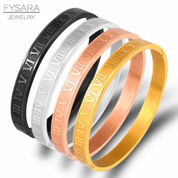 Stainless Steel Rose Gold Color Couple Bracelet Roman Numeral Lover Cuff