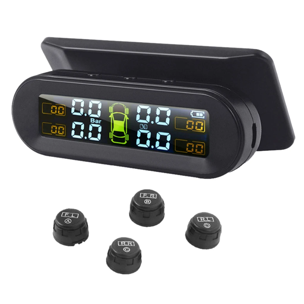 Smart TPMS Car Tyre Pressure Monitoring System Solar Power TPMS Digital LCD Auto Security Alarm System Tyre Pressure Temperature