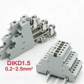 

10pcs Phonex Type DIKD1.5 Din Rail Wiring Conductor Connector 3-layer Thin Modular Screw Terminal Block DIKD-1.5