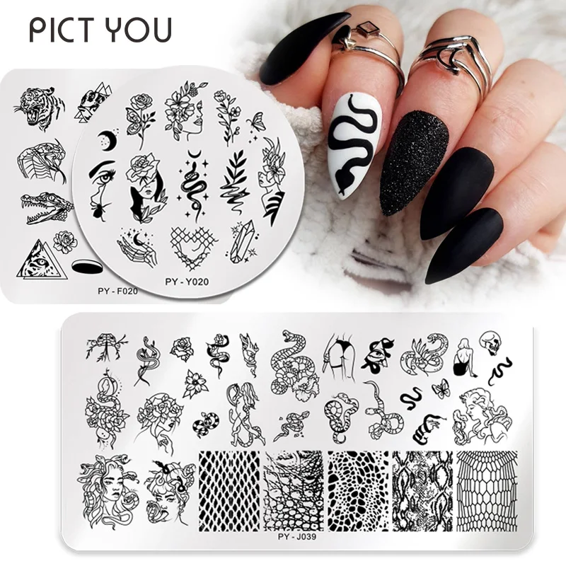 Flowers Pattern snake Nail Stamping Plates  flowers Image Painting Nail Art Stencils snake print Template Nail Stamp Tools