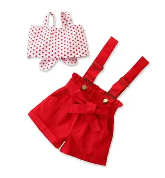 

5sets/lot toddler girls clothing sets summer sleeveless dot (shirt+pants) red baby kids set 1-5T sylvia 611151317588
