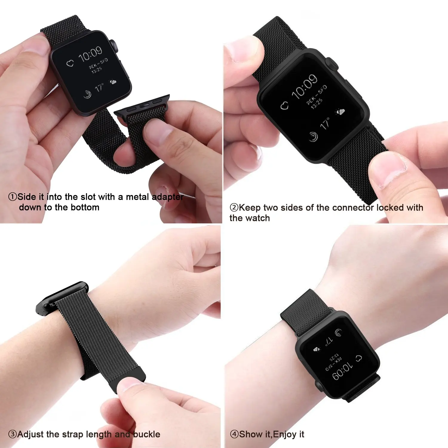 10 шт. Миланский Браслет ремешок для Apple Watch серии 1 2 3 4 38 мм/40 мм 42 мм/44 мм ремешок петля для Apple Watch