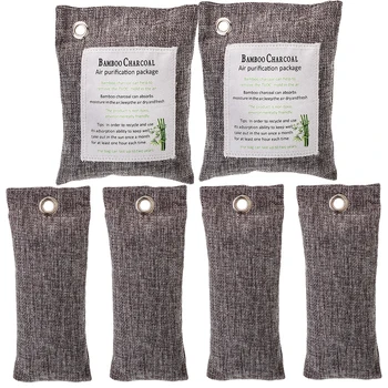 

6pcs Naturally Activated Bamboo Bag Car Home Charcoal Air Purifying Bag Indoor Odor Neutralizer Bags
