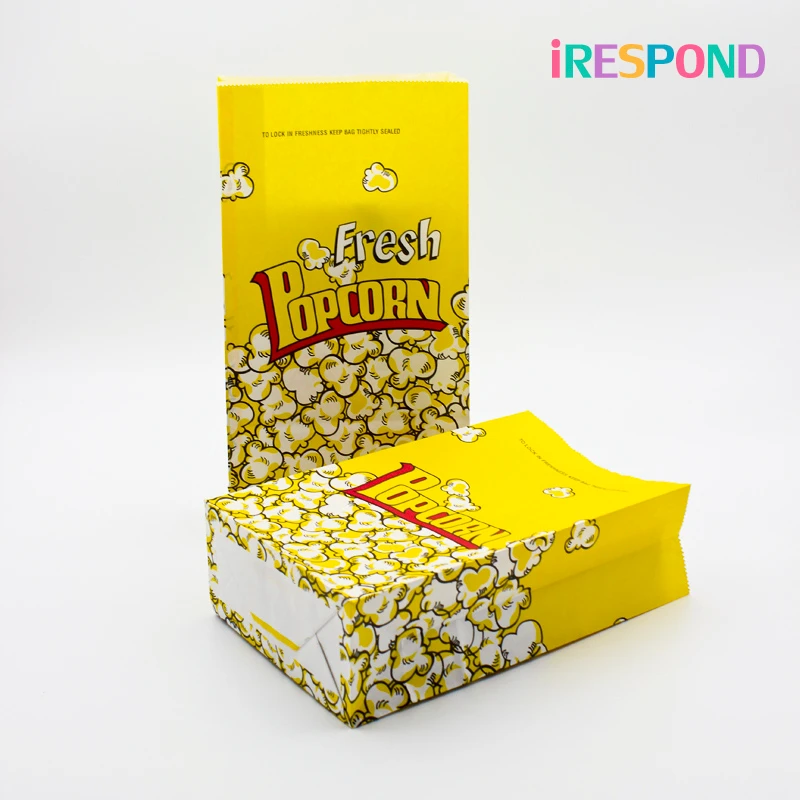 

12/20PCS Popcorn Bags Paper Packaging Kids Yellow Popcorn Bag Box Wedding Birthday Party Favors Popcorn Bags For Cinema Shop