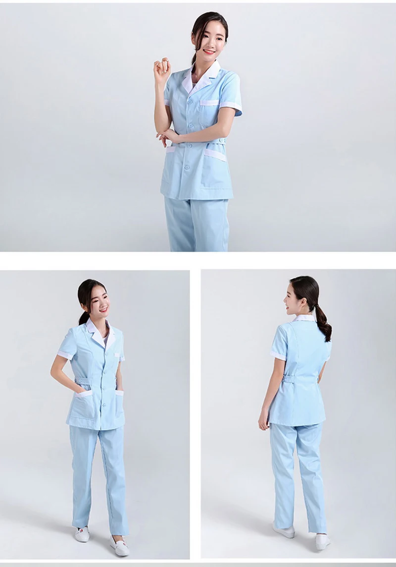 Униформа для медсестер, длинный халат, больничная медицинская одежда, сплошной цвет, для женщин, лето и зима, хлопок, мягкая ткань, куртка для медсестры+ штаны
