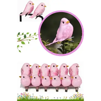 

Simulation Feather Birds Models Fake Artificial Foam Animal Wedding Home Garden Ornament Craft Miniature Decoration 12pcs/Set